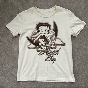 Cream Graphic T-Shirt with Angel Betty Boop Design